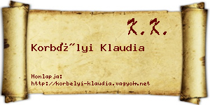 Korbélyi Klaudia névjegykártya